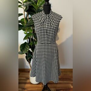 New York & Company Black and White Houndstooth Midi Dress